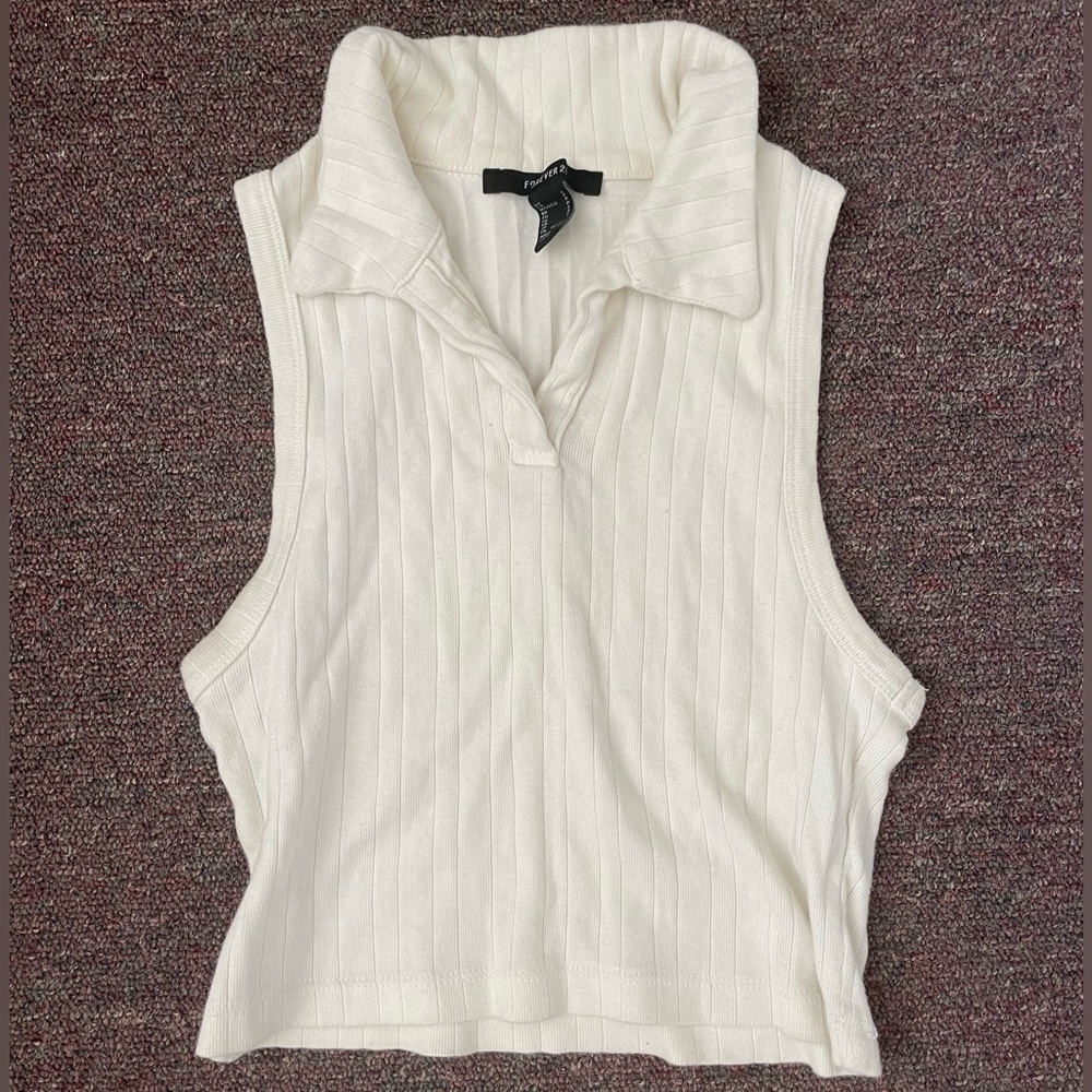 white collared top